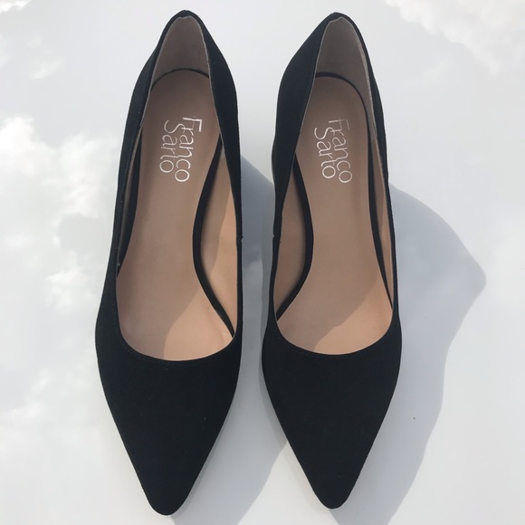 Black Suede Low Block Heel - Picture 3 of 7